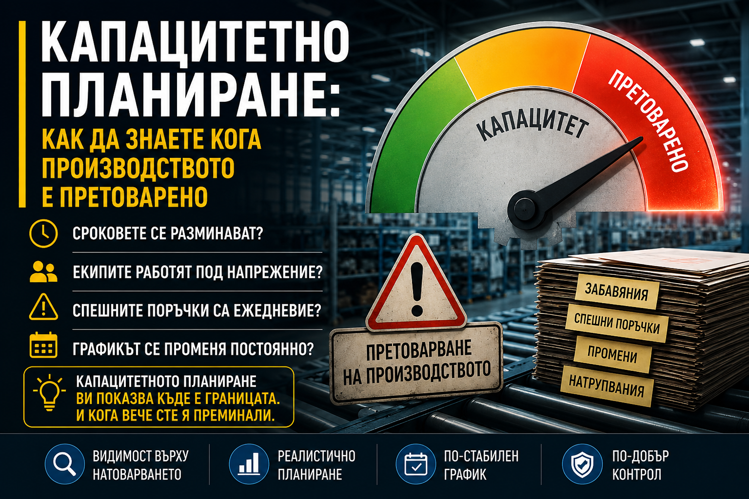 Капацитетно планиране: как да знаете кога производството е претоварено