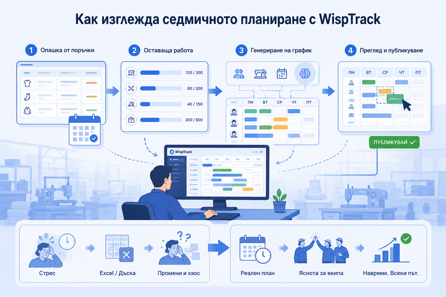 Как изглежда седмичното планиране с WispTrack